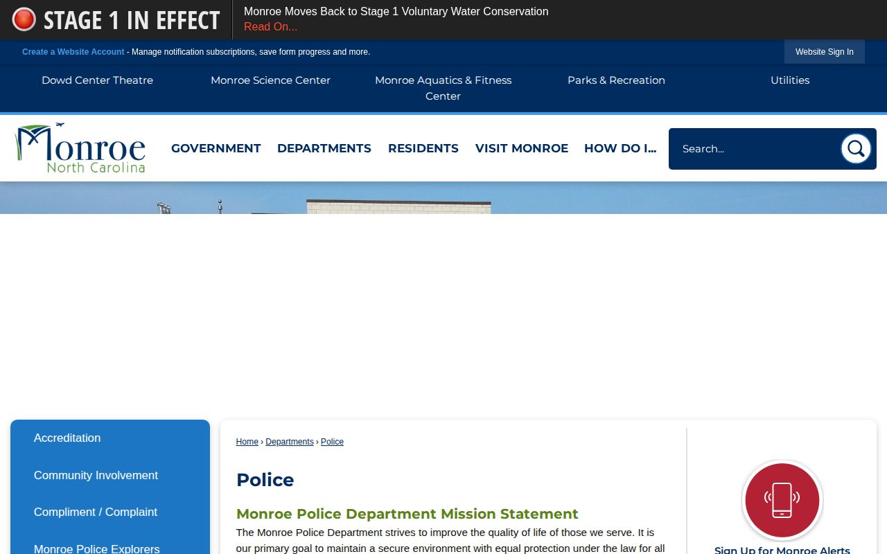Monroe Police Department public information for Union County booking records