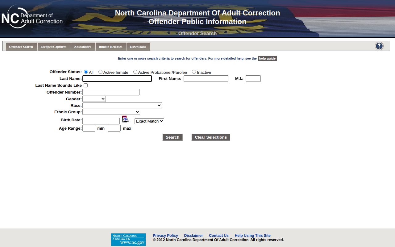 North Carolina Department of Adult Correction offender search for Union County custody questions